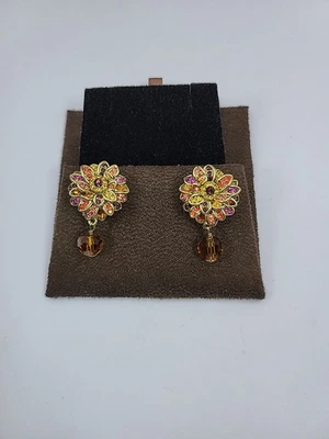 Pendientes colgantes de cristal de cuarzo ahumado flor Heidi Daus Foto 1 de 4