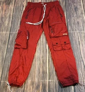 EPTM Cargo Pants 3M Snap Zipper Red Maroon Dark Elastic Ankle Size S/30 - Picture 1 of 10