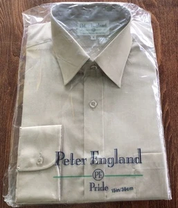 New & Sealed Peter England Pride Mens Shirt Taupe Size 15in / 38cm - Picture 1 of 5