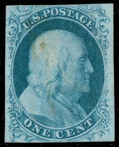 [vp67]  [st6411] USA 1851-57 Scott#?? 1¢ blue Franklin used - Picture 1 of 3