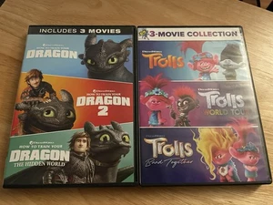 Dreamworks DVD Trilogy Collection Trolls + How To Train Your Dragon - Picture 1 of 2