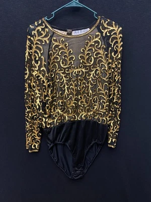 A J Bari Vintage GOLD 100% SILK Bodysuit SIZE 10 RN50438 B29 - Image 1 of 4