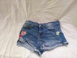 Womens Embroidered Cut Off Denim Shorts By 7 For All Mankind. 26 W. - Picture 1 of 8