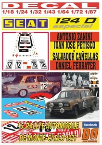 DECAL SEAT 124 A.ZANINI or S.CAÑELLAS R.MONTECARLO 1977 3rd & 4th (08) - Picture 1 of 1
