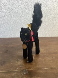 RARE Vintage Steiff Peluche Plush Black Cat Mohair 1950-60 Halloween - Photo 1/6