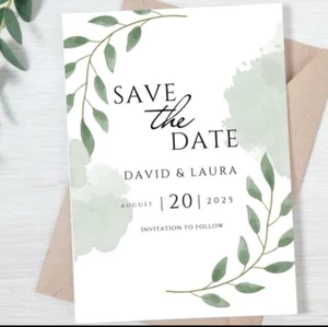 Save The Dates. Personalised. A6 With Envelopes. White or Ivory. 10 - 200. Teal. - Picture 1 of 10