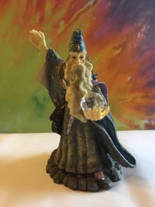 NEW IN BOX LARGE ALABASTRITE MERLIN WITH CRYSTAL BALL STATUE COLLECTIBLE #17 - Picture 1 of 4