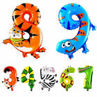 16" Foil Number Balloons Animal Print Any Age Custom Birthday Balloons Cute