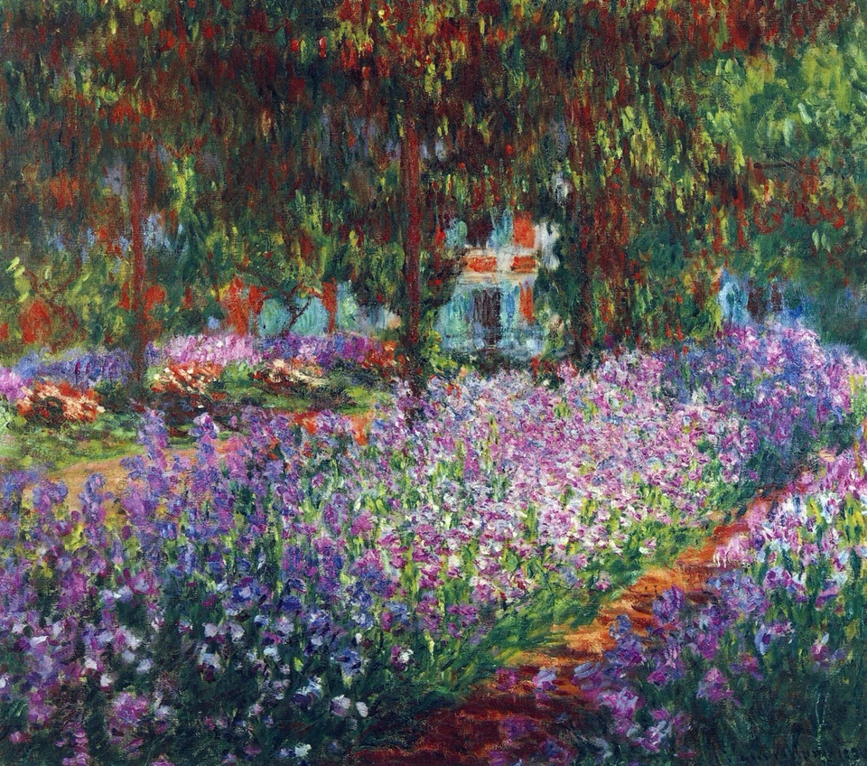 Monet's garden in Giverny by Claude Monet Giclee Fine Art Print Repro on Canvas - Image 1 of 1