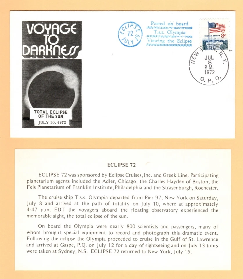Voyage to Darkness- Total Eclipse of Sun -July 10, 1972 from Gulf of St Lawrence - Image 1 of 1