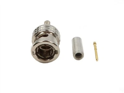 ADC COAXIAL BNC STRAIGHT MALE SILVER CONNECTOR FREE HANGING CRIMP BNC-3 - Image 1 of 3