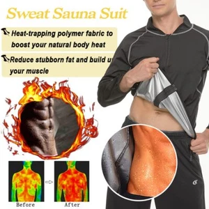 Men Workout Sauna Suit Weight Loss Sweat Shirt Tops Sports Fitness Body Shaper - Picture 1 of 12