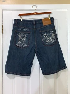 ED HARDY MENS BLUE JEAN SHORTS SIZE 40 - Picture 1 of 8