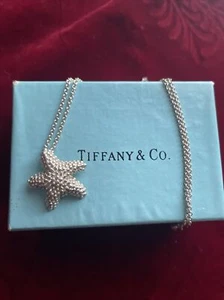 Collar colgante Tiffany & Co estrella de mar de plata esterlina texturizado lleno de baches vintage - Imagen 1 de 19