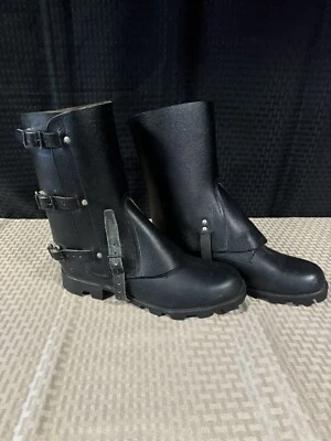 SWISS LEATHER GAITERS, MILITARY LEGGINGS, SPATS, MOTORCYCLE LEATHER , CAMPING - Image 1 of 4