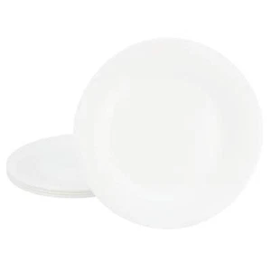 Gibson Ultra White Shadow 6 Piece 10" Opal Glass Dinner Plate Set in White - Picture 1 of 1