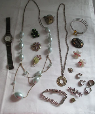 4*Oma´s Nachlass antiker Schmuck* 20 Teile Kette*Ohrringe*Brosche*Uhr Vintage - Bild 1 von 4