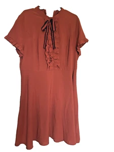 ELOQUII Plus Size 16 Midi Fit Flare Dress Short Sleeve Ruffles Bow Women Brown - Bild 1 von 11