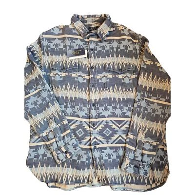 NWT Polo Ralph Lauren button down Shirt size XL blue and tan Aztec pattern - Image 1 of 3