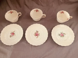 SPODE Copeland- scalloped Cup & Saucer Set of 3 - Billingsley Rose Pink - Picture 1 of 6