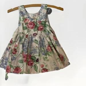Summer Dress Girl’s Size 2T Sleeveless Flowers Decorative Buttons Handmade USA - Picture 1 of 5