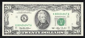 ⭐⭐ 1993 $20 DALLAS FRN FEDERAL RESERVE NOTE UNC Fr 1979-K 54947 - Picture 1 of 2