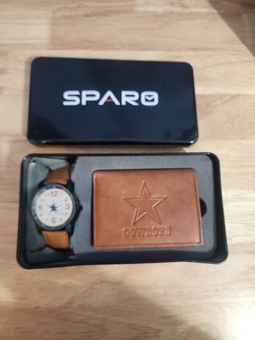 Dallas Cowboys -  NFL -  Brown Watch & Wallet Gift Set - Free Shipping Cover