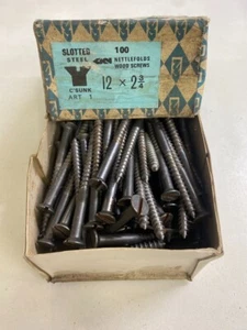 Box Steel Countersunk Screws 2 3/4" x 12 Nettlefolds GKN Slotted Full Box of 100 - Picture 1 of 24