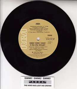 ABBA Gimme! Gimme! Gimme! (A Man After Midnight) 7" 45 record + juke box strip - Picture 1 of 2