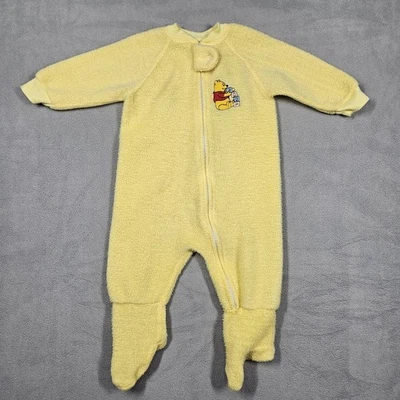 Vintage Winnie The Pooh Disney Yellow One Piece Fleece Size 2B (17-21 Lbs) FLAW - Image 1 of 4