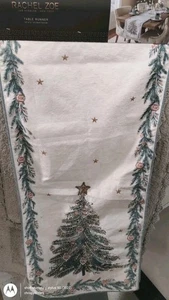 Rachel Zoe CUENTAS DE VIDRIO ÁRBOL DE NAVIDAD CORREDOR DE MESA estrella lentejuelas vacaciones 72" NUEVO - Imagen 1 de 23