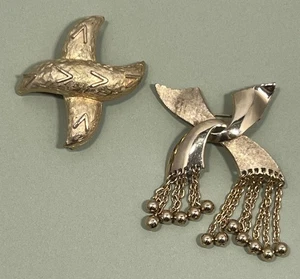 Vintage Dalsheim stilisierte x goldfarbene Brosche Anstecknadel Lot 2 Stück signiert Hänger Kette - Bild 1 von 14