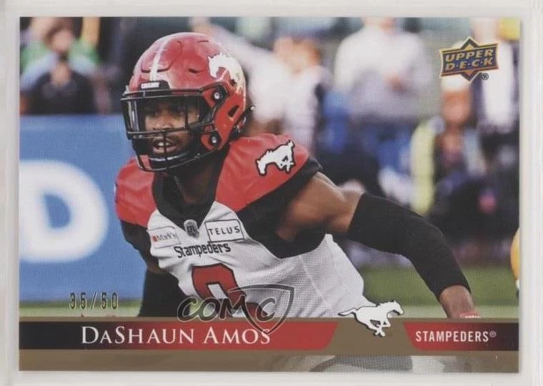 2021 Upper Deck CFL Gold /50 DaShaun Amos #143 - Image 1 of 2