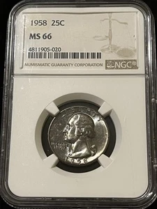 1958 washington quarter NGC MS66 Toner - Picture 1 of 3