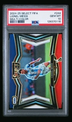 LIONEL MESSI PSA 10 2022 PANINI SELECT FIFA #204 MULTI COLOR FIELD LEVEL PRIZM - Image 1 of 2