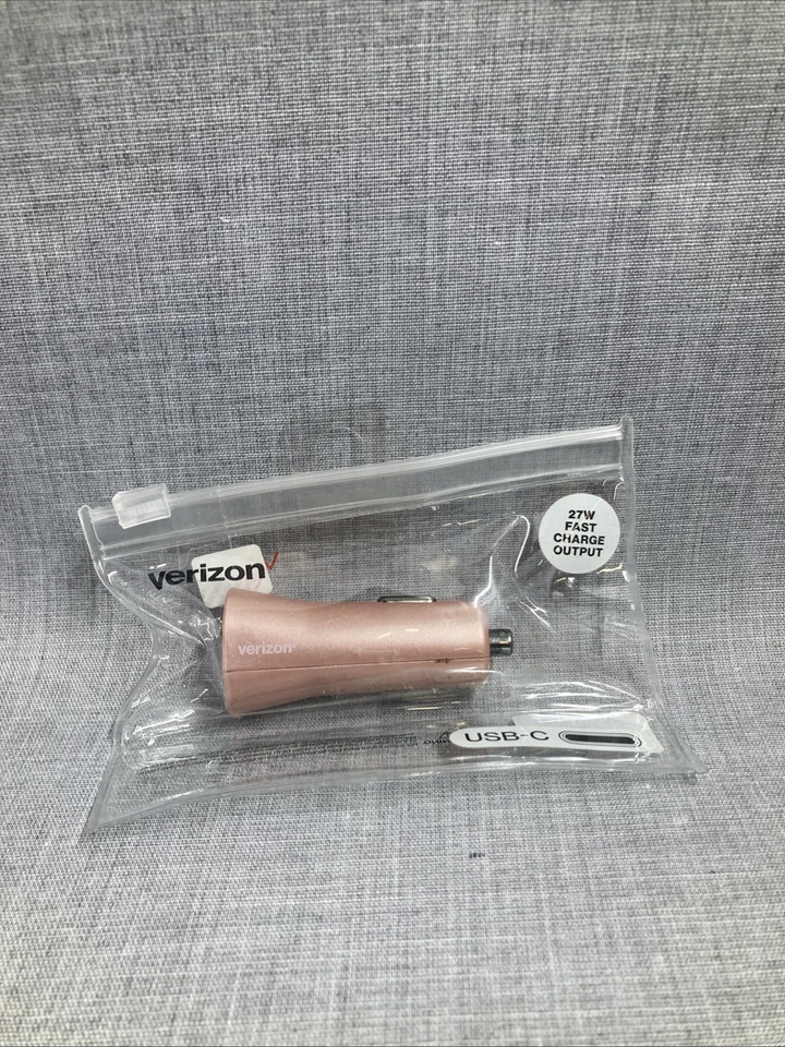 NEW Original Verizon 27W Fast Charge USB-C Rose Gold/Pink Car Charger Adapter - Image 1 of 1