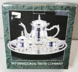 Set caffè/tè vintage International Silver Company 4 pezzi n. 99110442 NUOVO IN SCATOLA - Foto 1 di 7