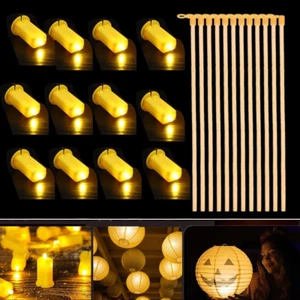 12 Stücke Laternenstab mit LED, Mini LED Lichter Beleuchtung Gelb, Kinder Led El - Bild 1 von 9