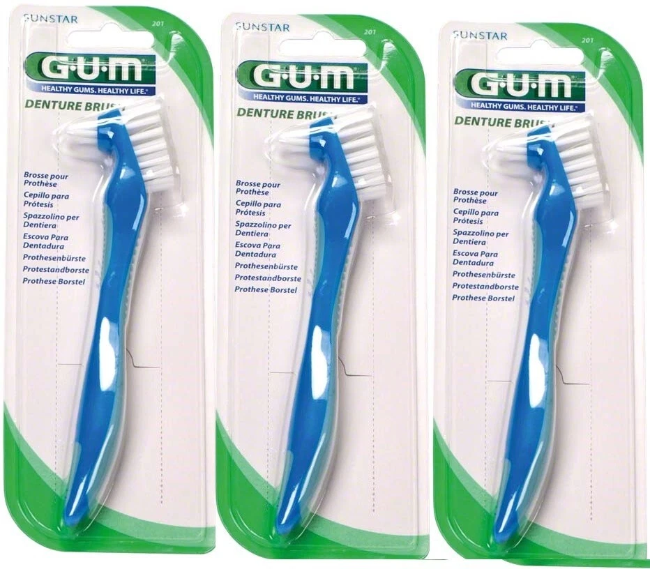 3 GUM Zahn Prothesenbürste dritte Zähne Prothese reinigen Spange Borsten säubern