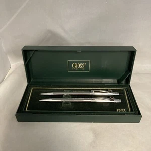 Vintage Cross Chrome Ballpoint Pen & Pencil Set Xerox Logo - Picture 1 of 5