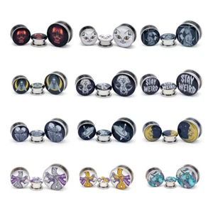 Pair of Screw on Picture Plugs gauges Choose Style and Size 16g thru 1 inch - Picture 1 of 11