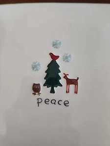 Anhänger Weihnachten Frieden Quadrat Vorspeise Teller 6" Rentier, Baum Vogel - Bild 1 von 5