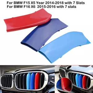 M Color Kidney Grille Bar Cover Decal Stripe Clips Trim for BMW X5 F15 2014-2018 - Picture 1 of 7