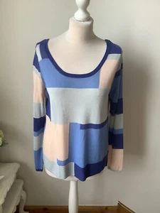 BNWT MEXX Blue Beige Round Neck Long Sleeve Thin Jumper Size Large rrp£56 - Picture 1 of 8