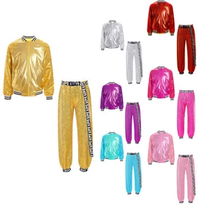Girls Costumes Jazz Outfits Metallic Teamwear Holiday Streetwear School Set - Picture 1 of 93