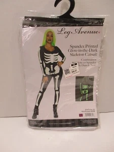 Disfraz de Gato Esqueleto Para Mujer Pequeño Brilla en la Oscuridad Sexy I Pc Halloween Negro Nuevo - Imagen 1 de 10