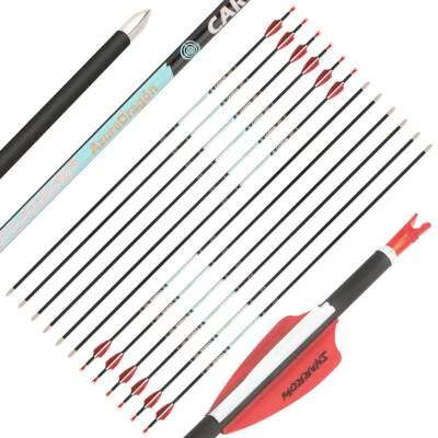 32" Pure Carbon Arrows Recurve Bow Shooting Hunting 24T SP300-1000 ID4.2mm 003" - Image 1 of 4