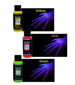 Paquete de 3 2 onzas tinta reactiva UV Blacklight visible durante el día Opticz - Imagen 1 de 5