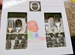 *Oneida Stainless Flatware 6pc Set Cubby Bear - Youth Baby Spoons, Forks & Knife - Picture 1 of 2
