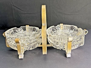 Federal Glass Georgetown 5pc Clear Ashtray Set 4" W/metal Caddy - Picture 1 of 11